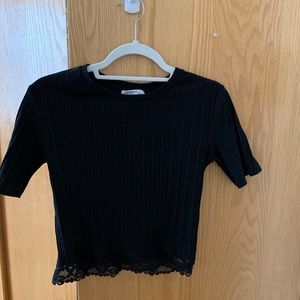 Zara black ribbed top with lace detail